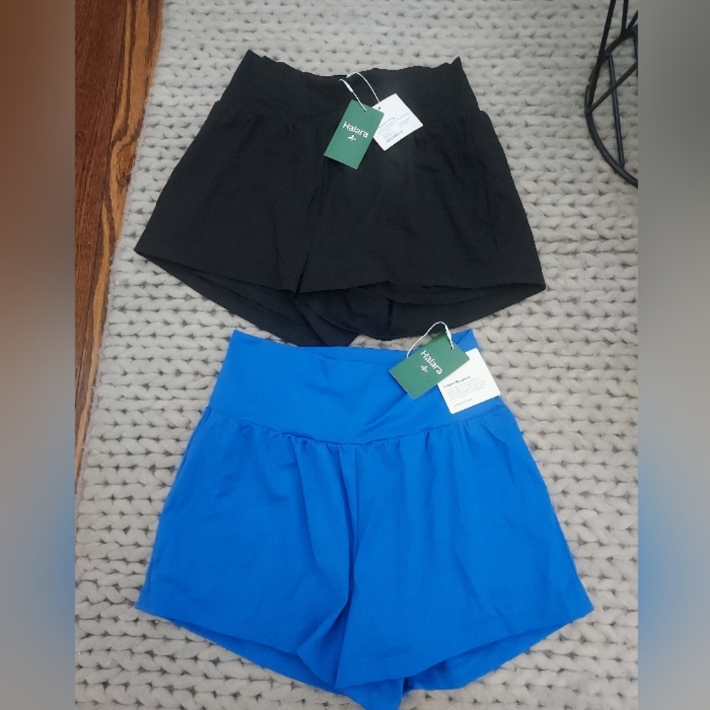 HALARA Women's Athletic Shorts — Black & Blue Both pairs large * read listing